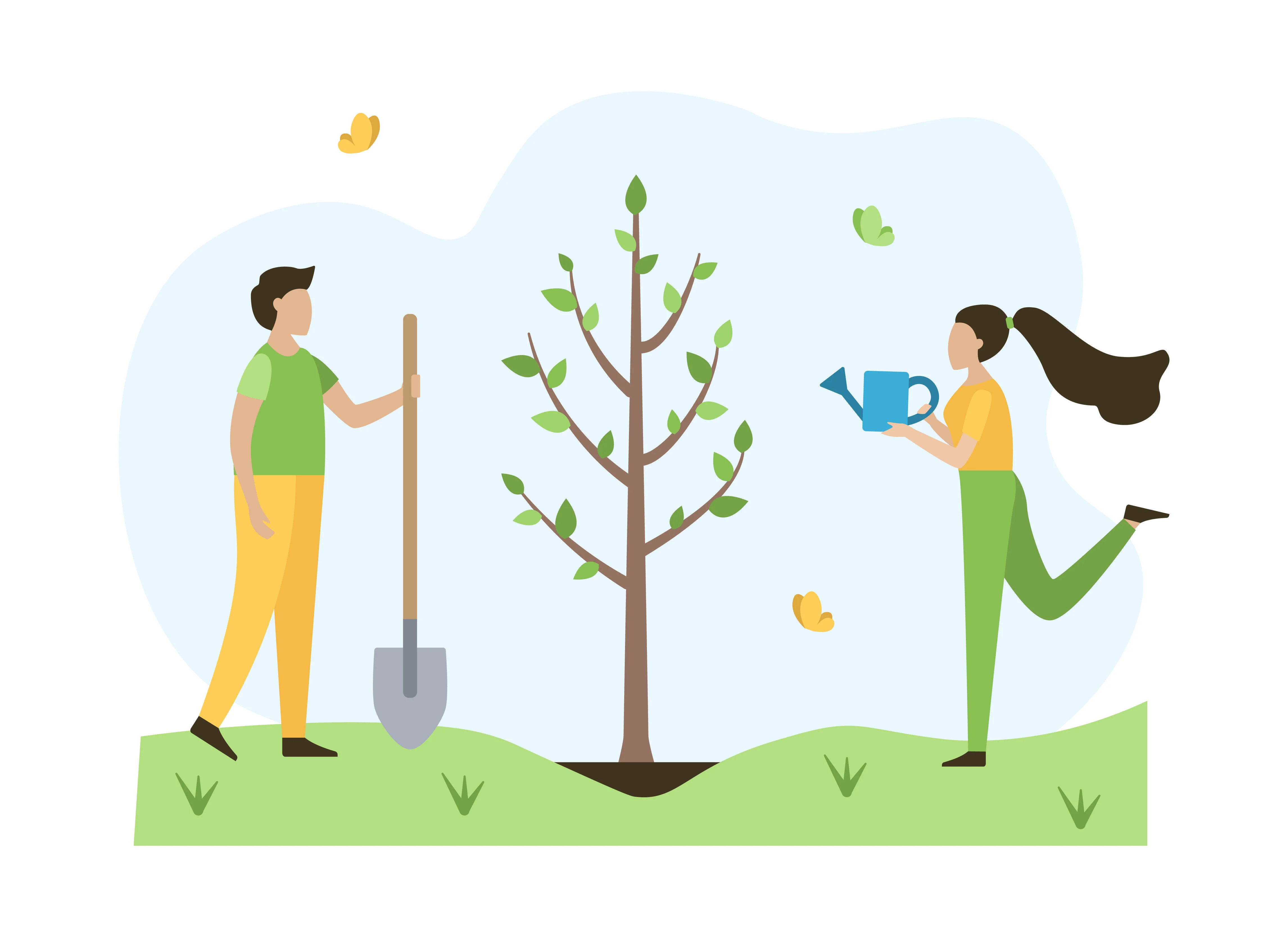 Tree Planting Man and Lady illustration